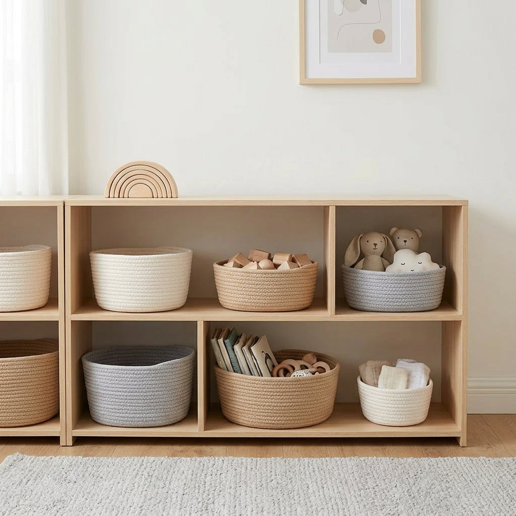 Paniers de rangement coton tressé bébé — Set de 3 | Lunella