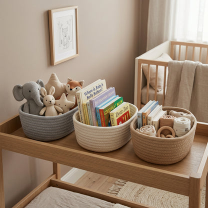 Paniers de rangement coton tressé bébé — Set de 3 | Lunella