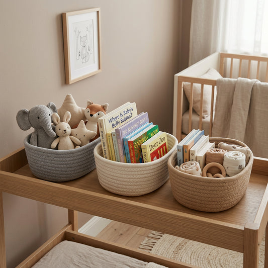 Paniers de rangement coton tressé bébé — Set de 3 | Lunella