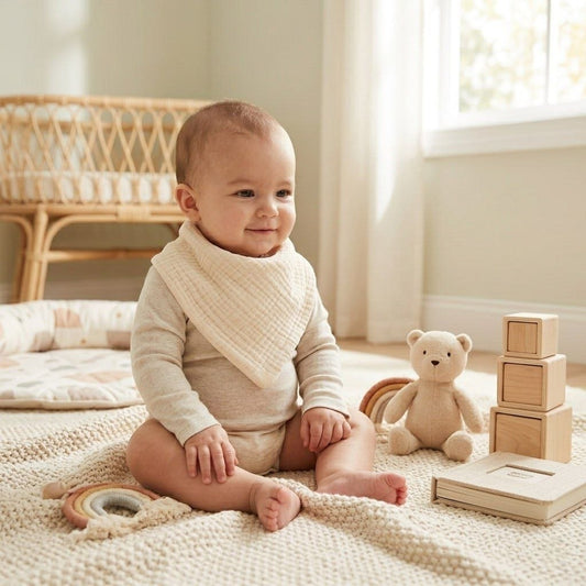 Lot 3 bavoirs bandana bébé mousseline coton | Lunella