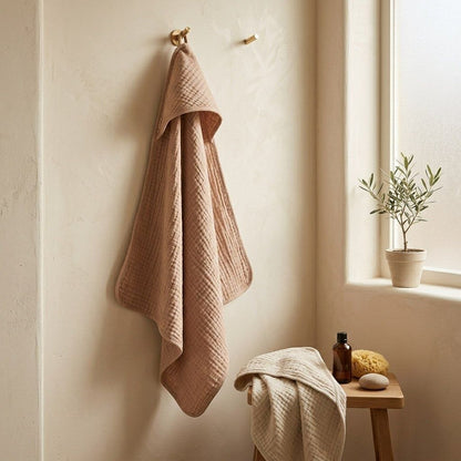 Cape de bain bébé mousseline coton — Douceur naturelle | Lunella