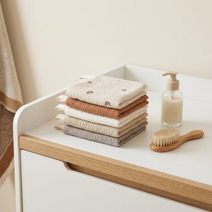 Lot 5 lingettes lavables bébé mousseline coton 23×23 cm | Lunella