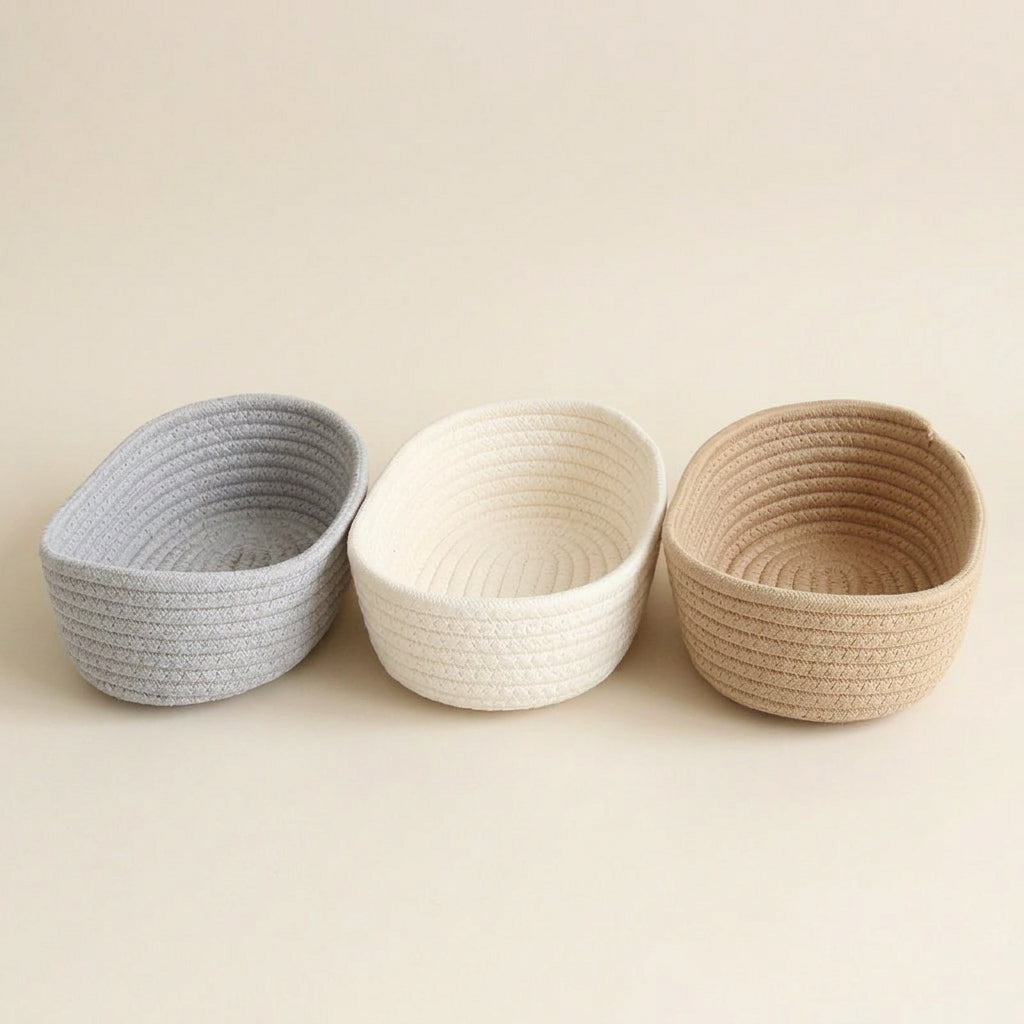 Paniers de rangement coton tressé bébé — Set de 3 | Lunella