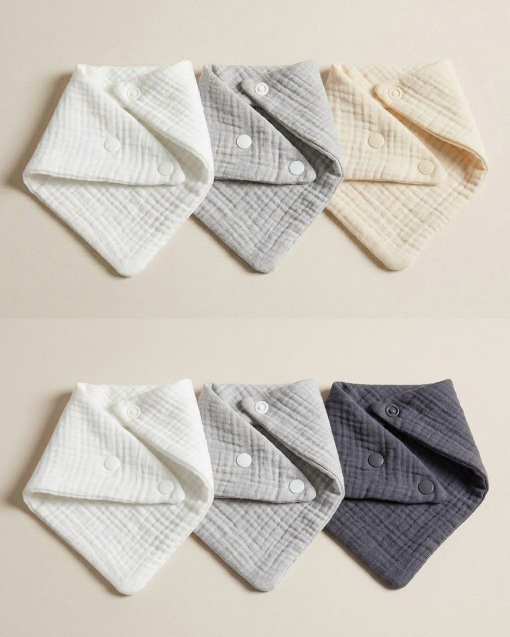 Lot 3 bavoirs bandana bébé mousseline coton | Lunella