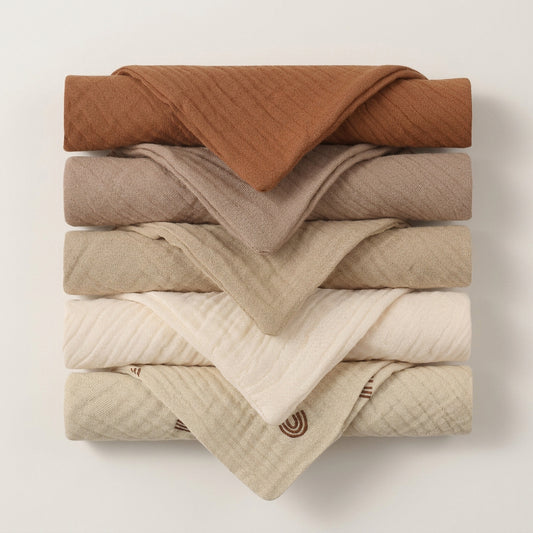 Lot 5 lingettes lavables bébé mousseline coton 23×23 cm | Lunella