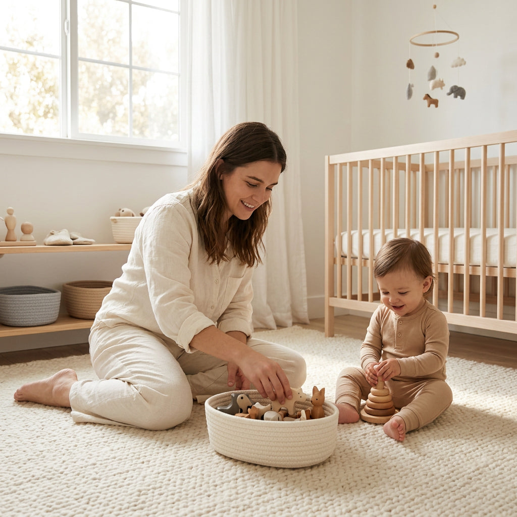 Paniers de rangement coton tressé bébé — Set de 3 | Lunella