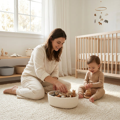 Paniers de rangement coton tressé bébé — Set de 3 | Lunella